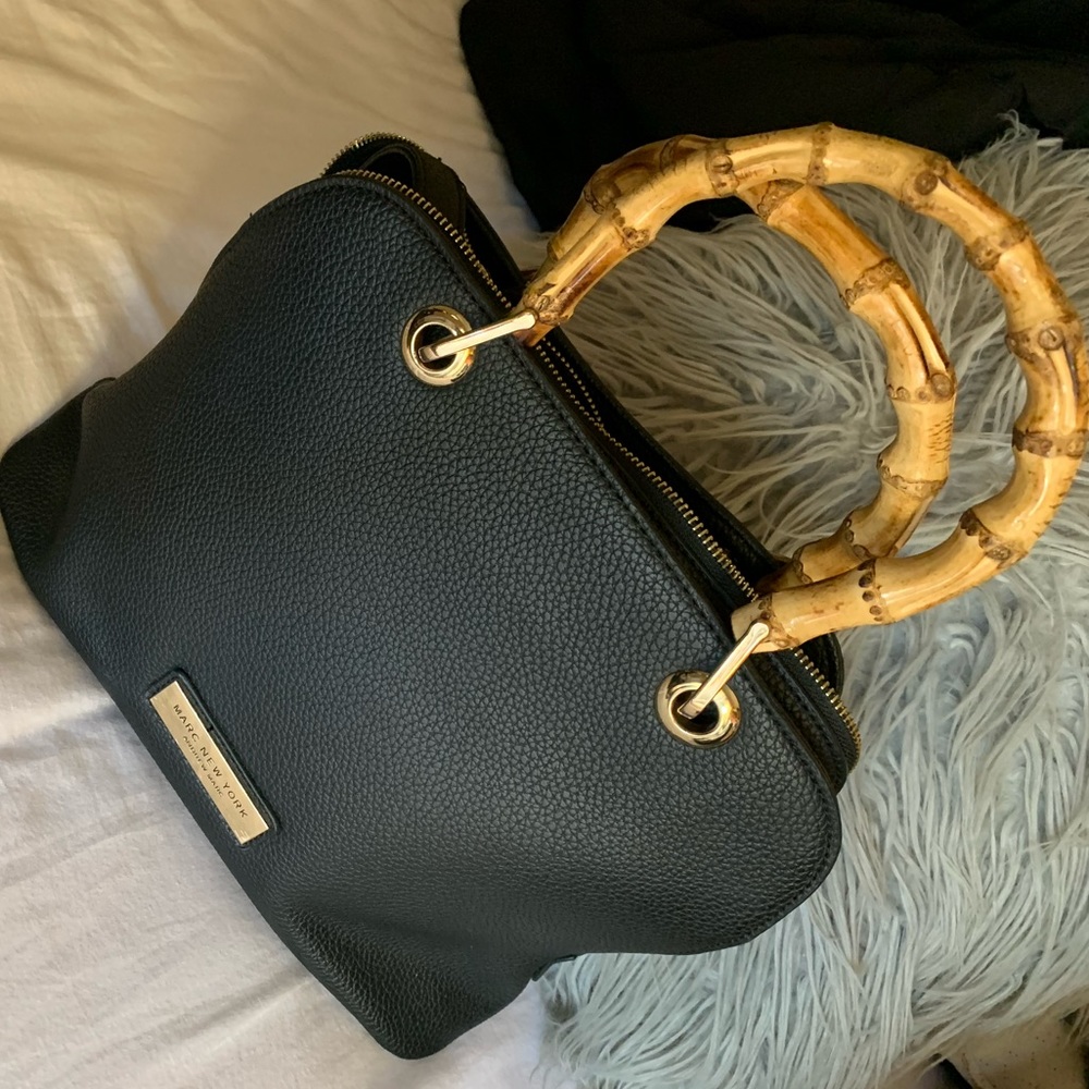Black; Bamboo; shoulder strap; wallet not included